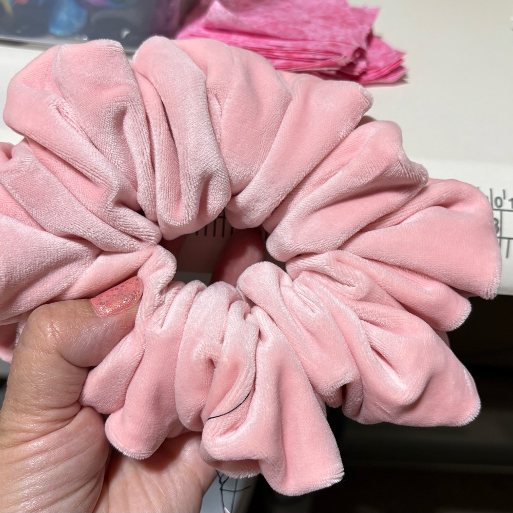 This is Therapy Elegant Pink Velvet Hair Scrunchie